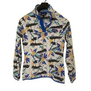 Patagonia Micro D Snap-T fleece pullover Faria multi white dino women's size XS
